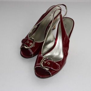 Anne Klein Red Patent Wedges